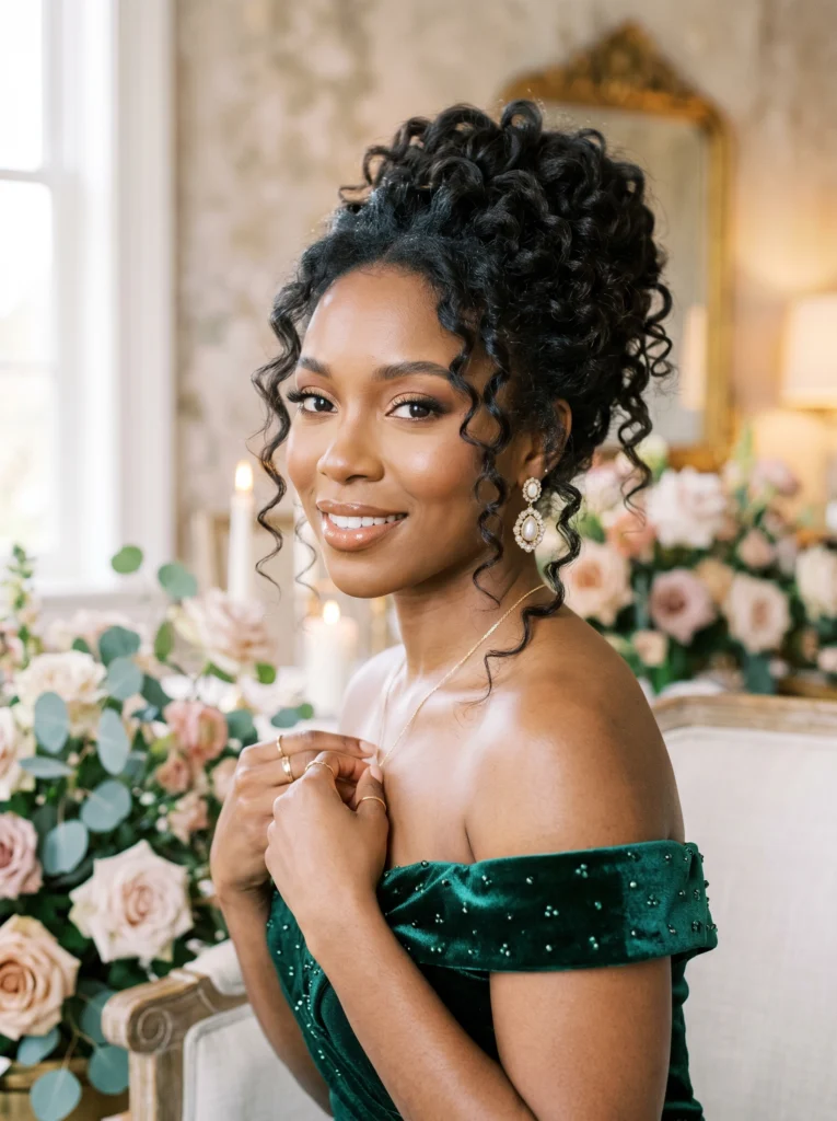 Curly Updo with Tendrils