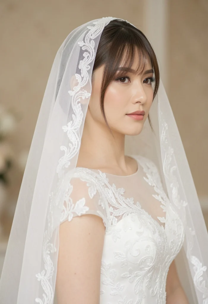 Low Ponytail with Veil