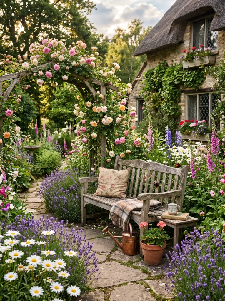 Rustic Garden Bench Corner