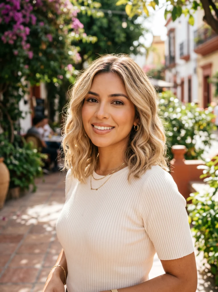  Blonde Lob with Soft Waves