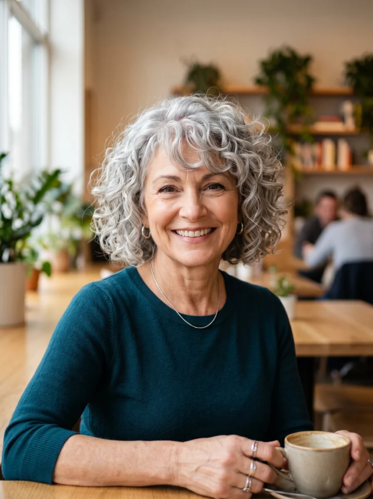 Curly Bob with Soft Bangs
