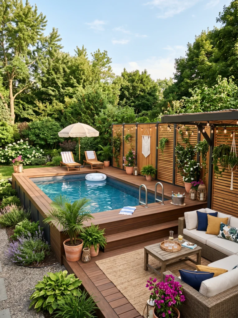 Pool with Privacy Screens