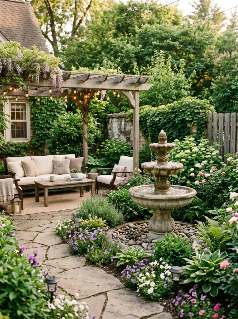 Backyard with Water Feature
