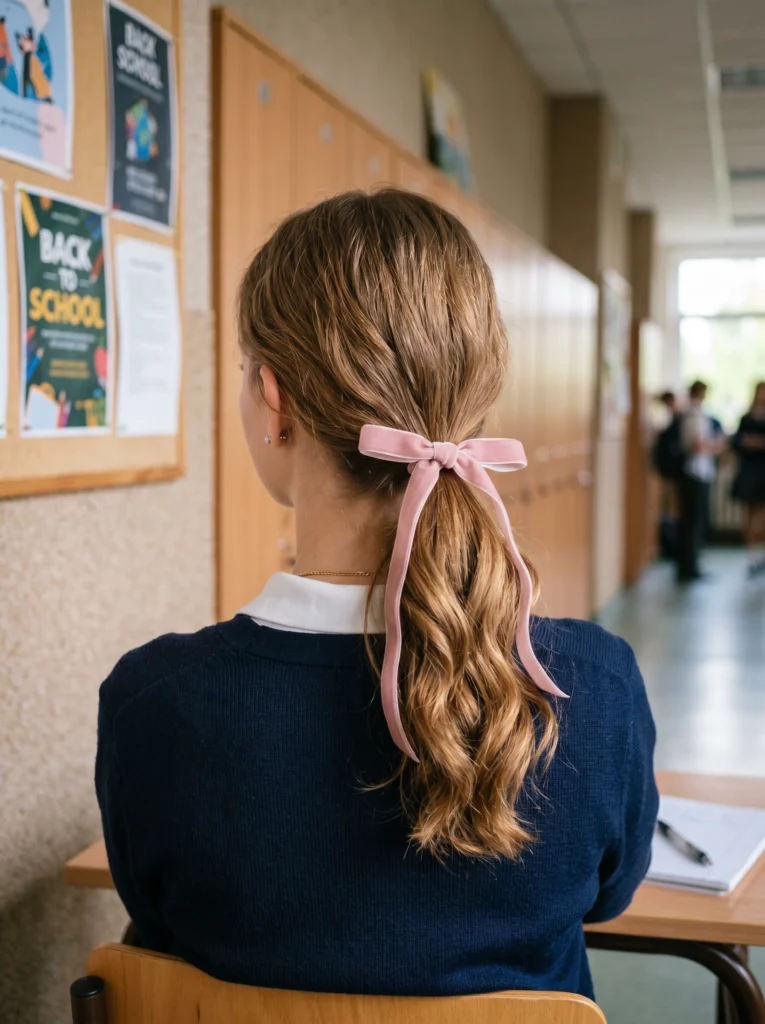  Low Ponytail with Ribbon