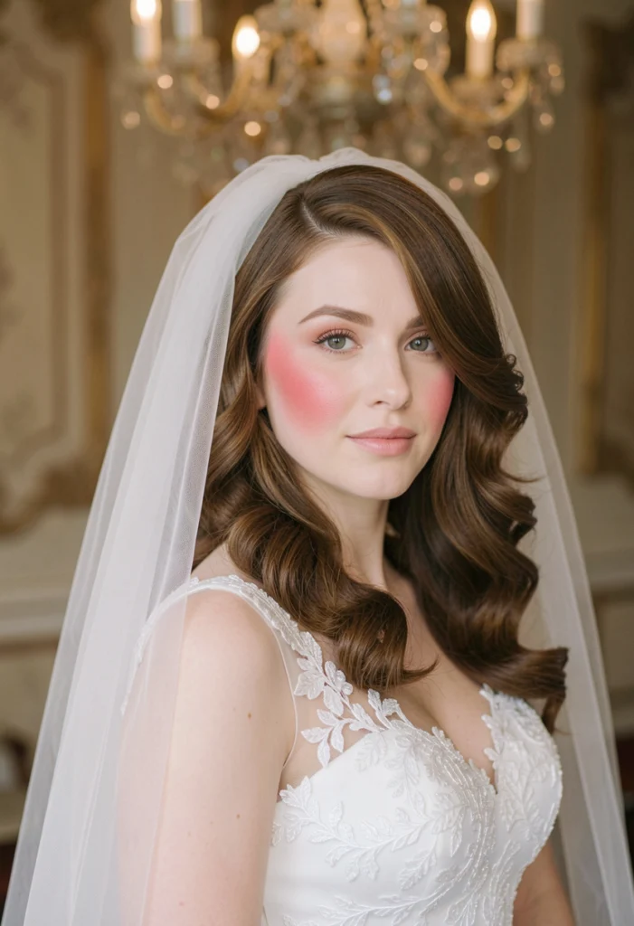 Side-Swept Curls with Veil