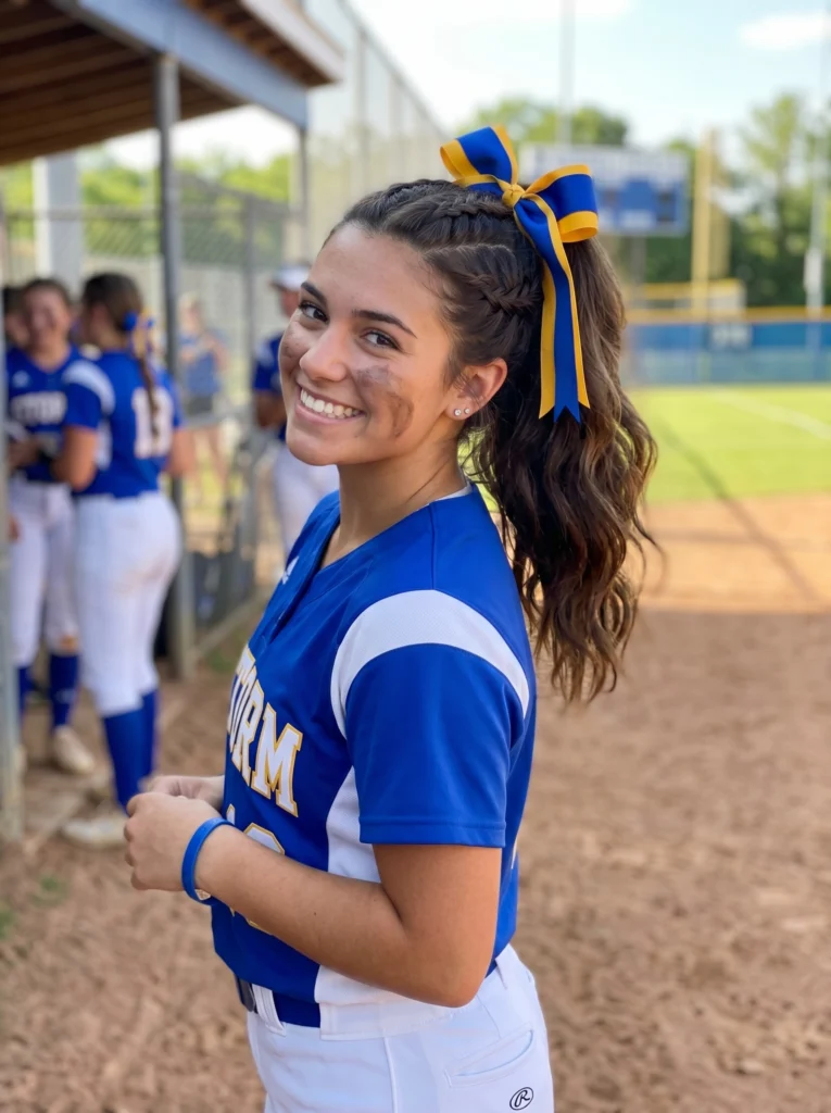 Softball Ribbon Ponytail